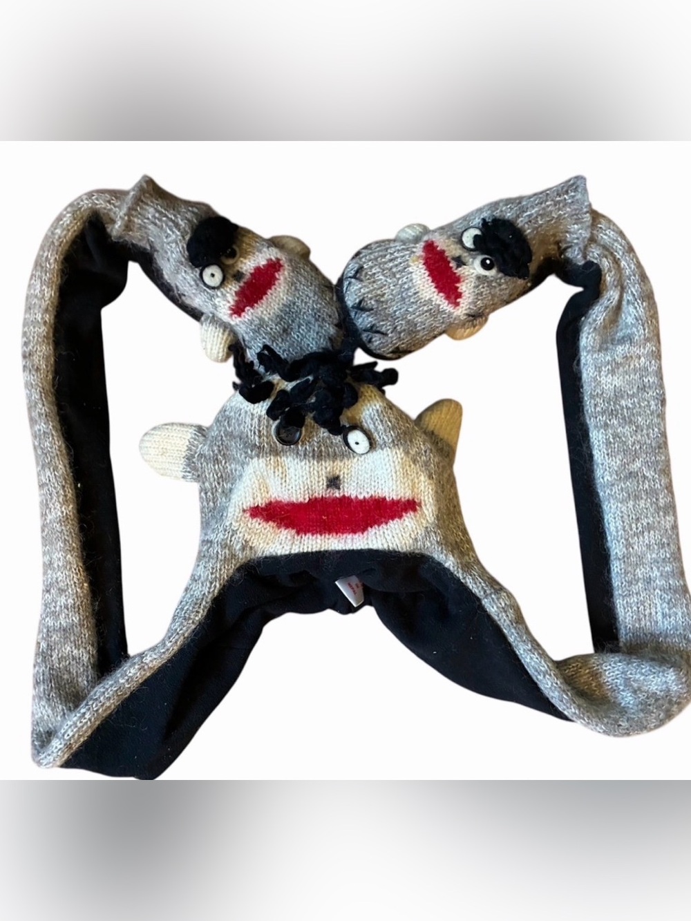 Knit sock monkey scarf combo